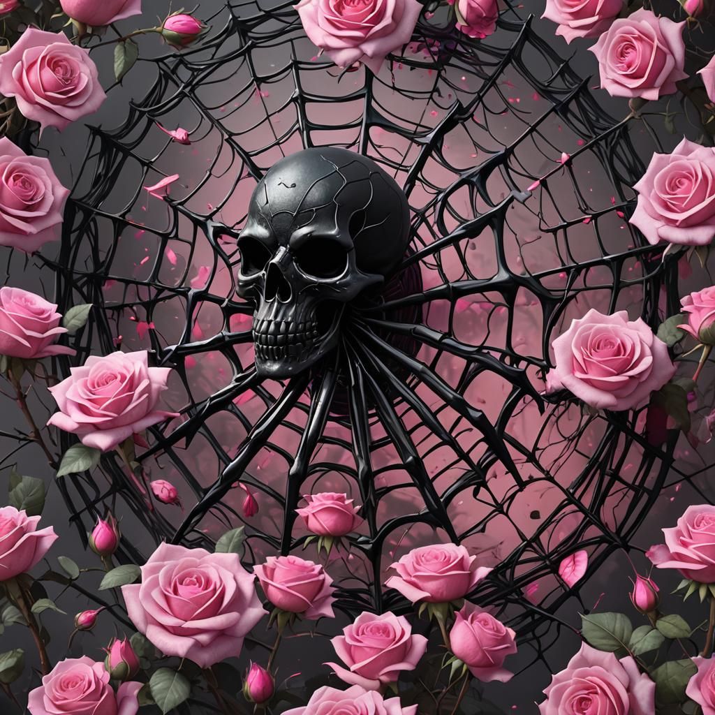 Spider with Skull in Detailed Matte Painting