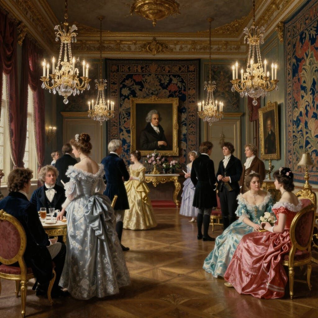 Opulent Ballroom Scene in 19th-Century Grandeur