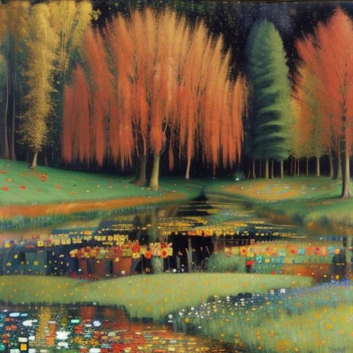 Expressionistic Landscape with Fractal Colors in Oil