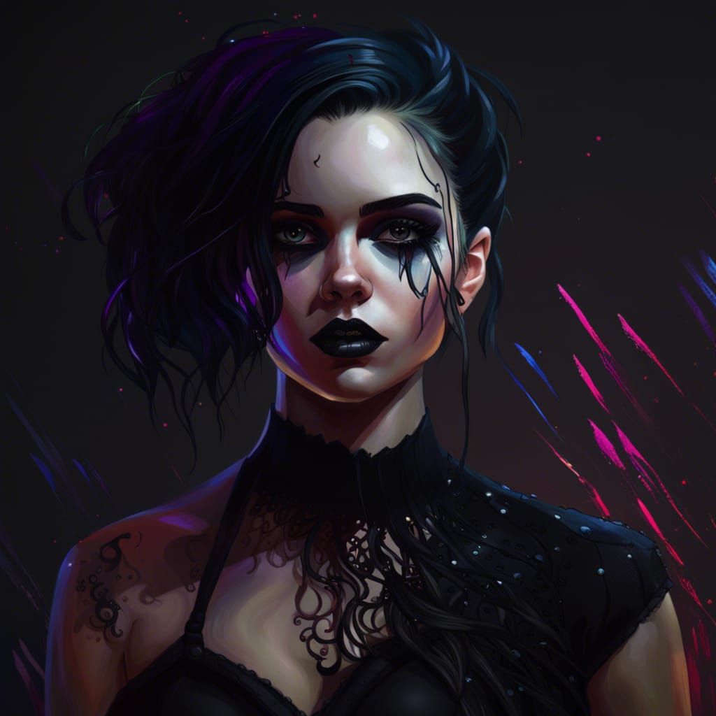 Goth Babe in a black dress