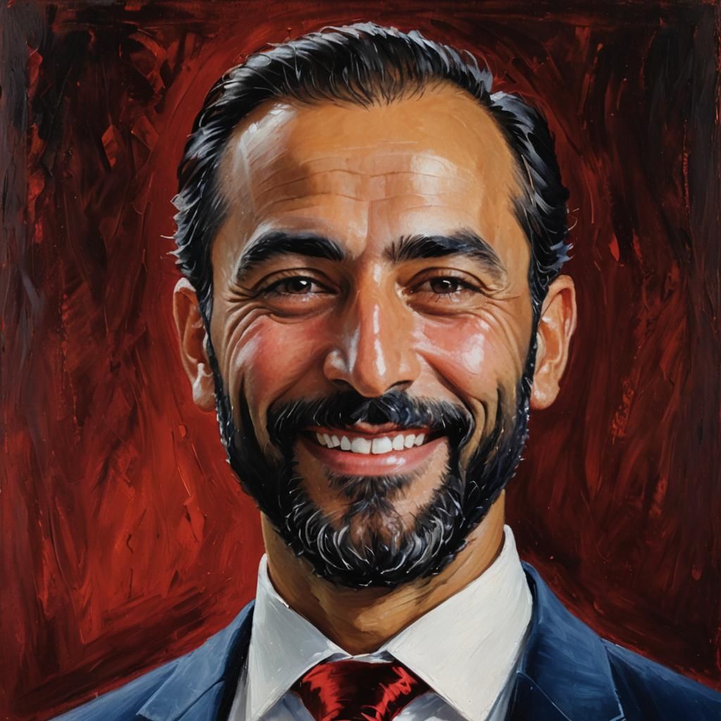 Smiling Man in Velvet Suit: Impressionist Oil Portrait