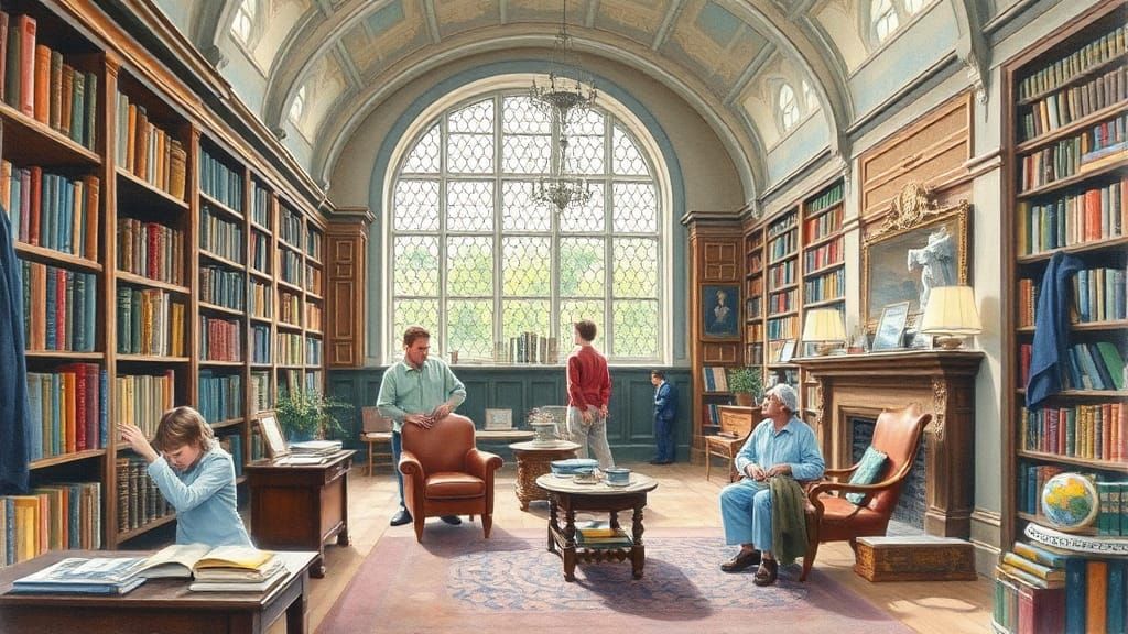 Butler's Day in Old England: Watercolor Oil Painting