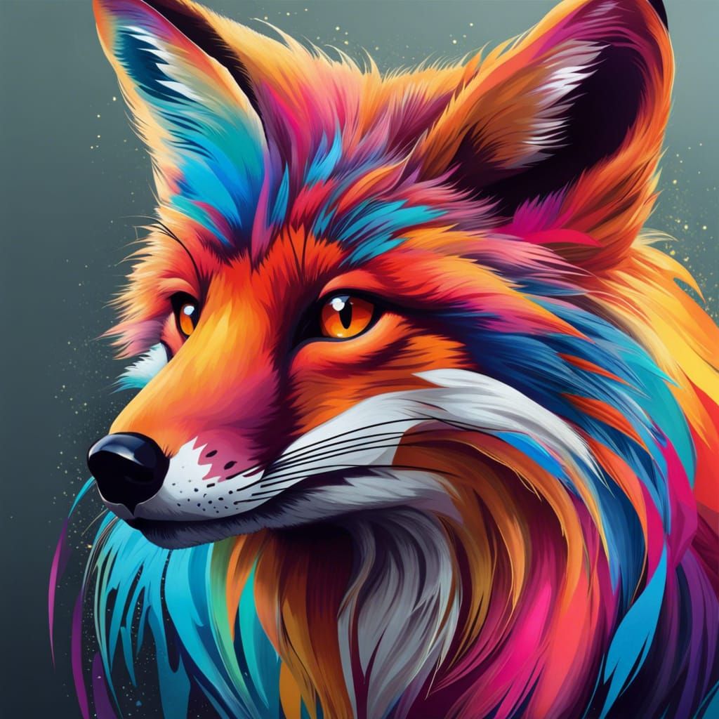 Colorful Realistic Fox: Creative AI Art