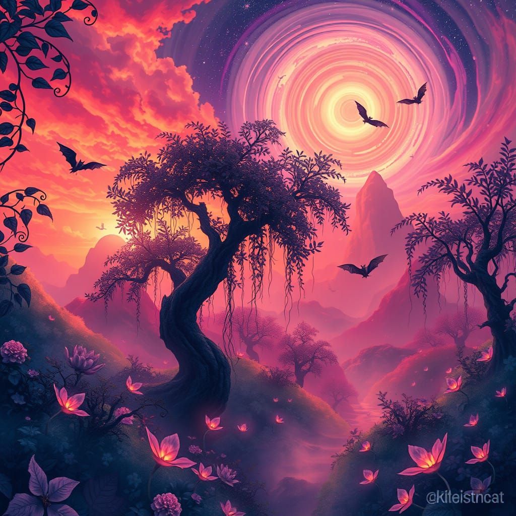 Enchanted Sunset Garden Unfolds in Celestial Harmony