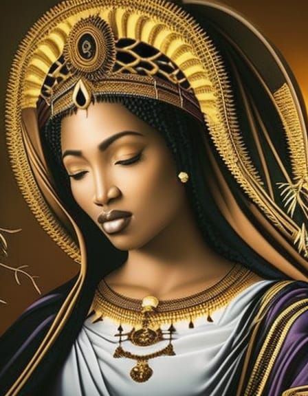 Divine Black African Woman with Celestial Halo