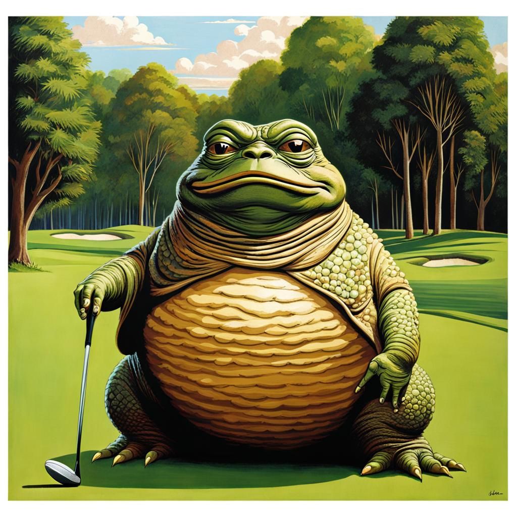 Jabba with legs on the 18th hole