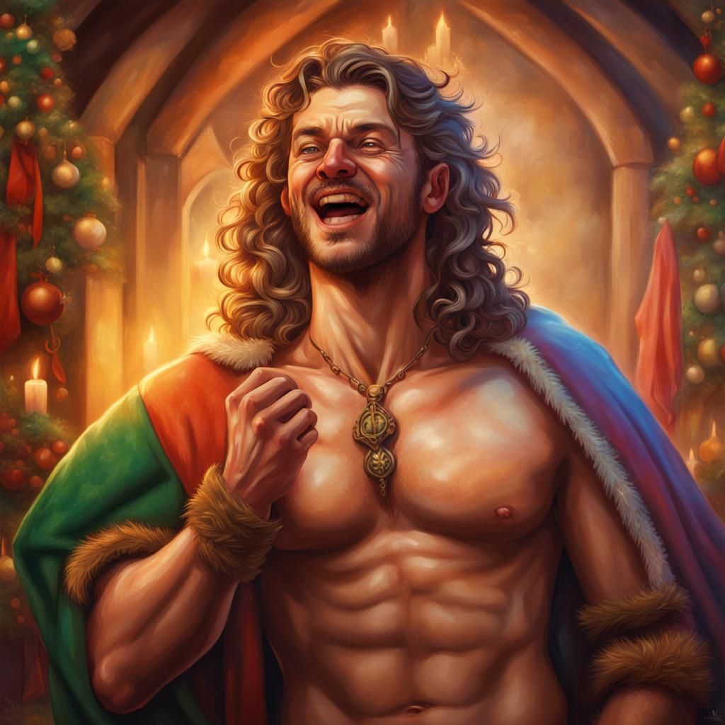 Medieval Man Celebrates Yule in Ireland: Hyperrealistic Art