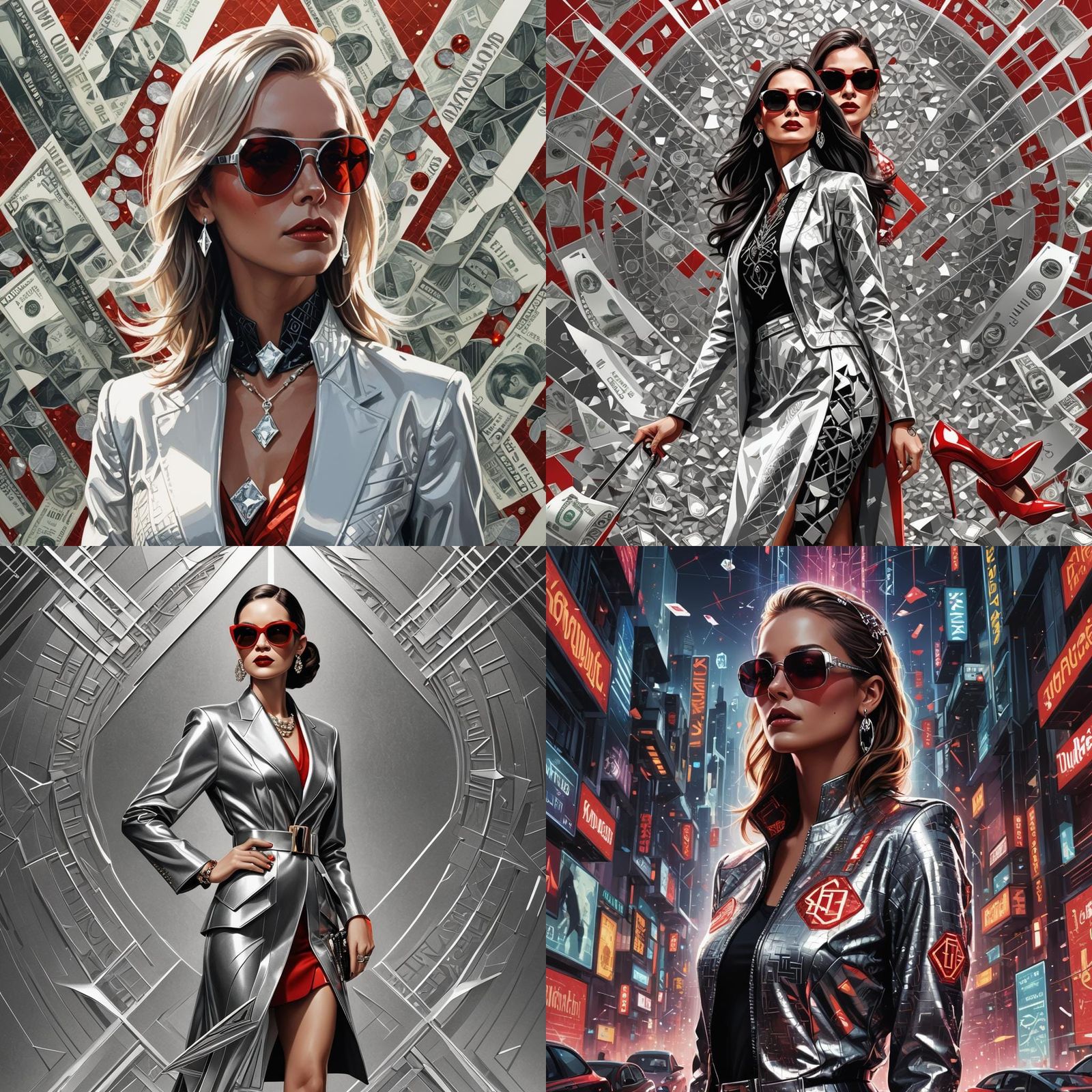 Stylish Woman Symbolizing Success in Futuristic Art