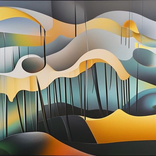 Psychedelic Abstract Art with Metallic Jewelry on Canvas