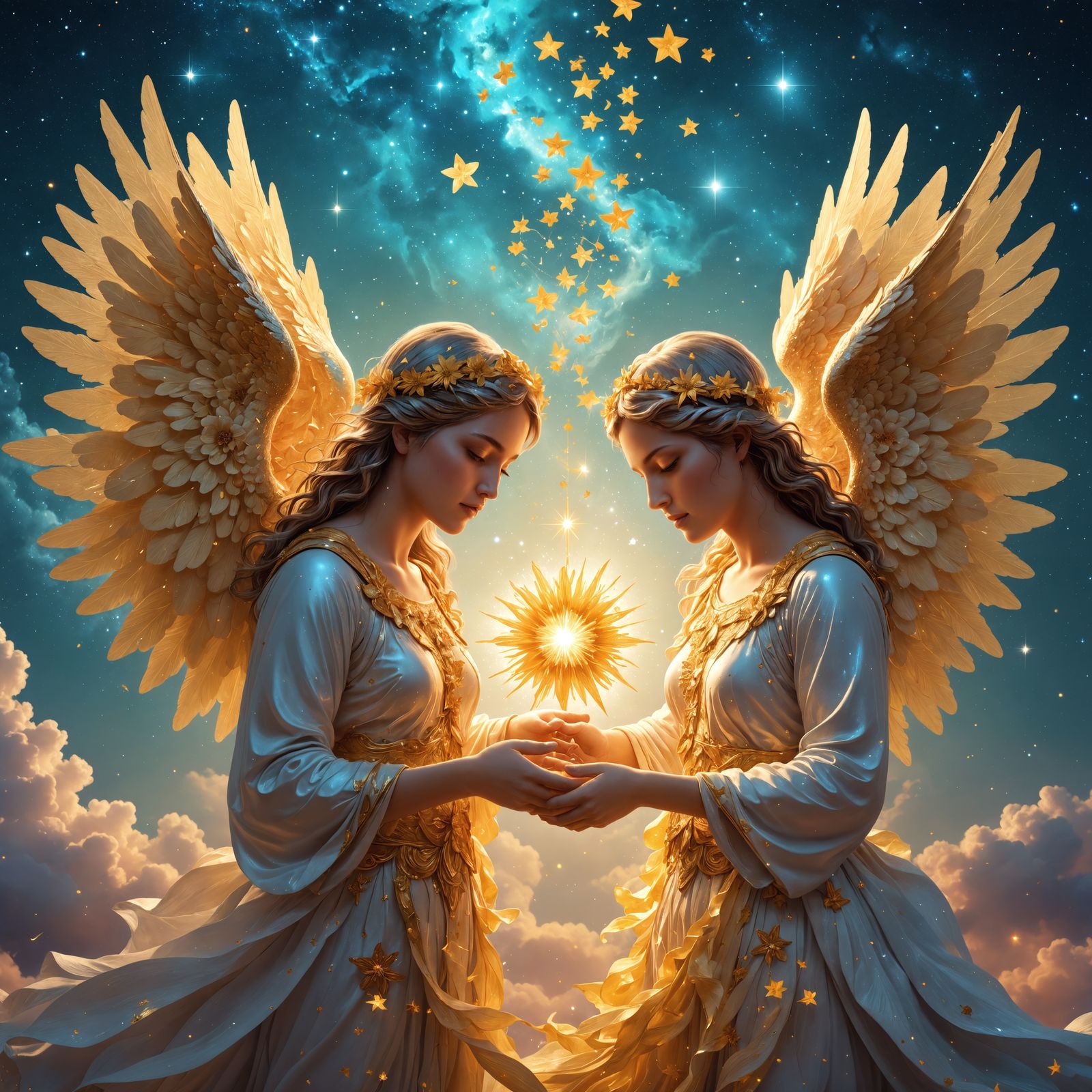 Angelic Astral Illustration in Mixed Media Style