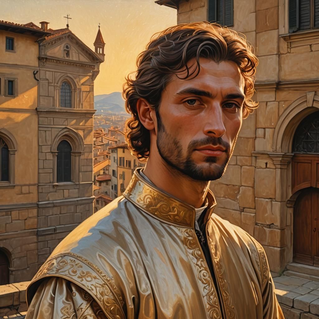 Renaissance Man Portrait in Medieval Florence