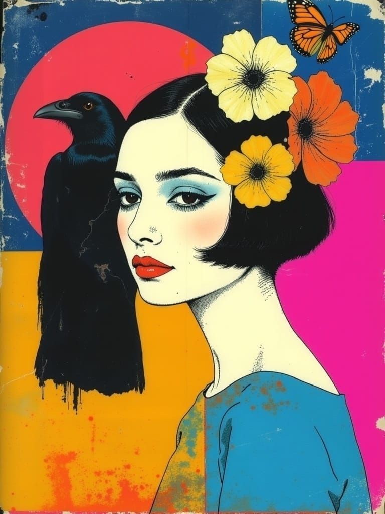 Geisha with Flowers: Magical Realism Fashion Sketch