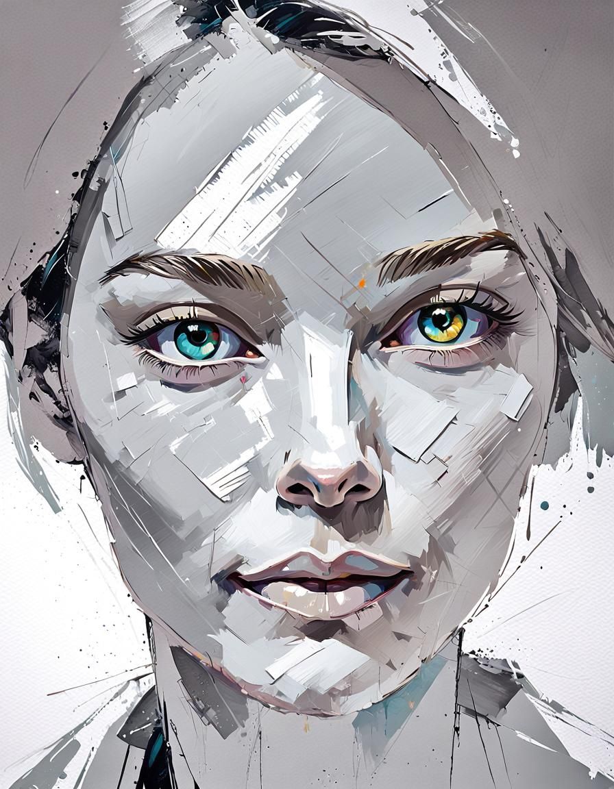 Pop-Expressionism Portrait with Impasto Texture