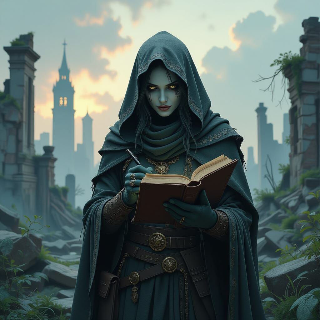 Wraith Sorceress Artist in Ruined City