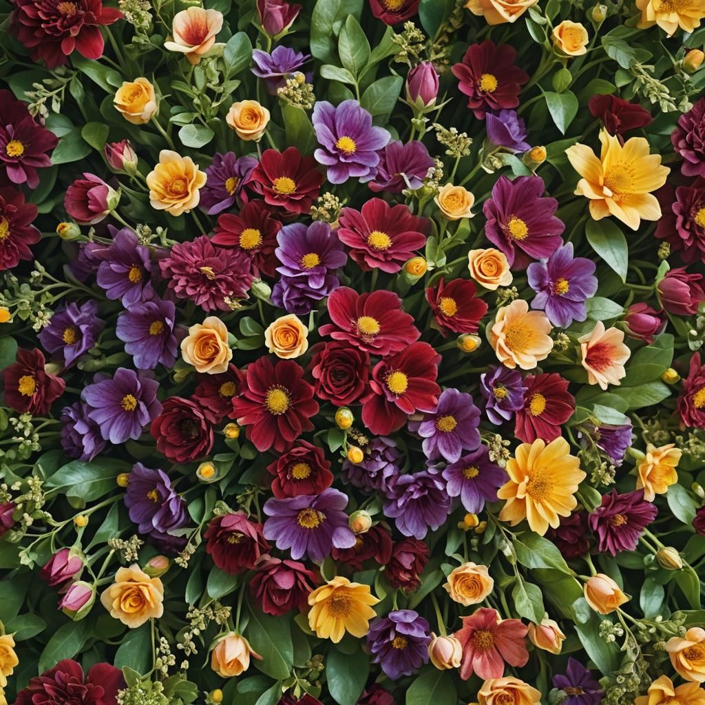 Vibrant Floral Still Life in Matte Painting Style