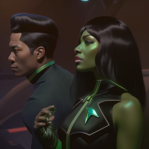 Green-Skinned Woman in Star Trek Style