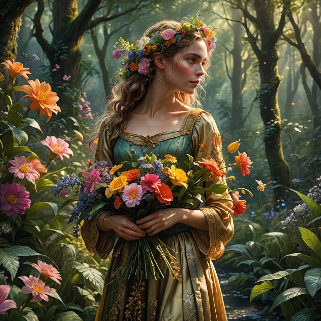Louisa Bowyer: Flower Harvester in Mystical Forest