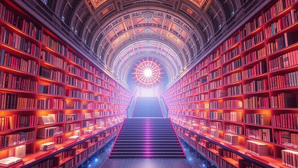 Cosmic Library of Universal Wisdom Sails in the Heart of the...