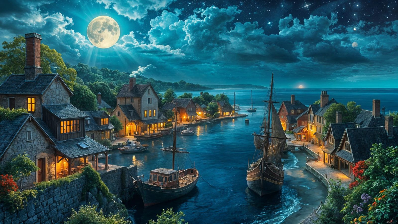 Whispers of the Moonlit Estuary: A Harbor of Stars and Verda...