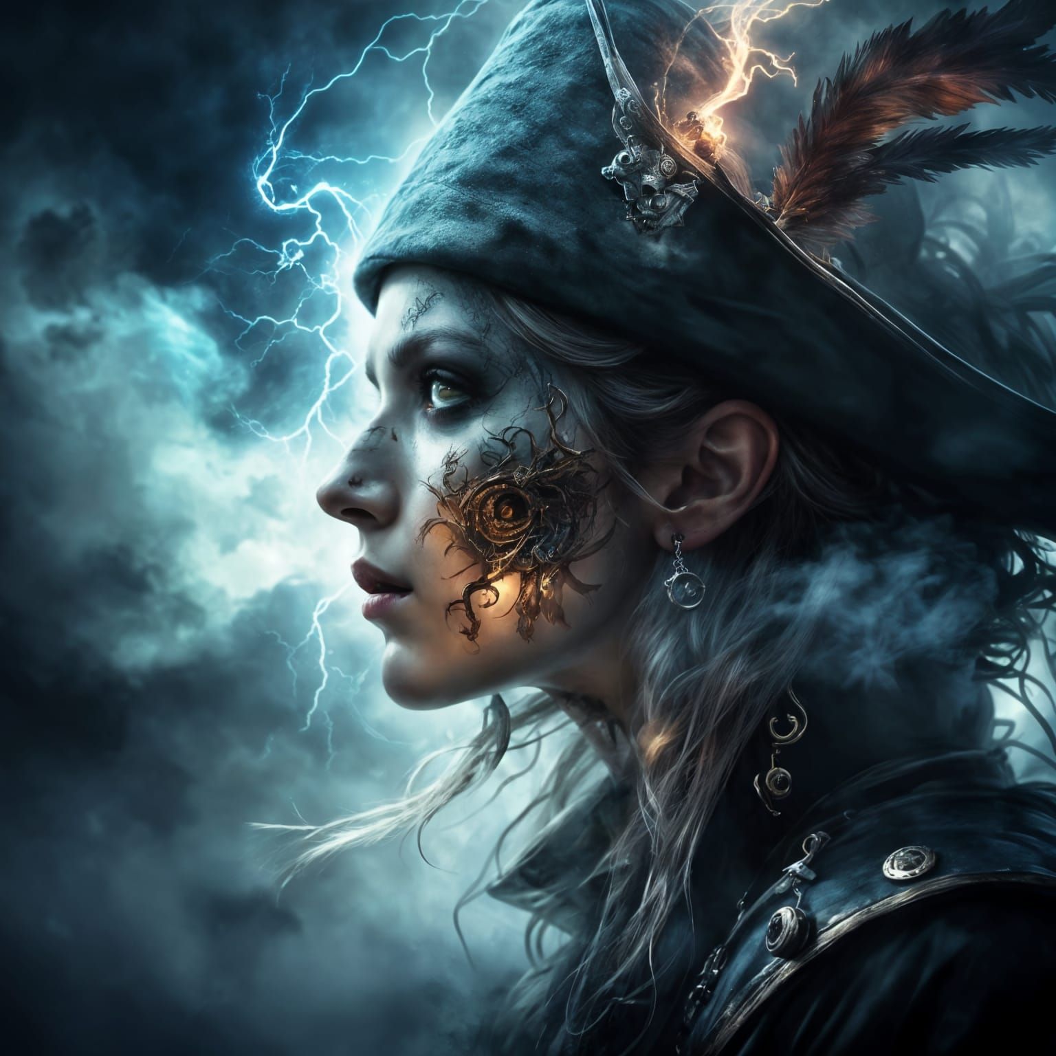 Ethereal Pirate Ghost Captain in a Stormy Glow