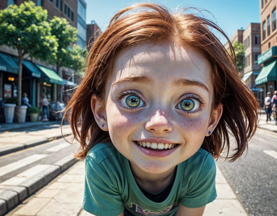Curious Little Girl Investigates a Glittering Insect in a Dr...