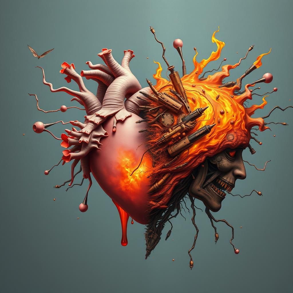 Surreal Split Composition: Heart's Soft Music vs. Mind's Noi...