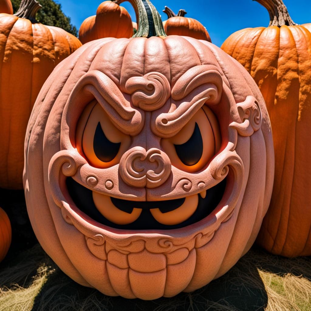 Kirby Pumpkin Carving: Ugly Details on Giant Pumpkin
