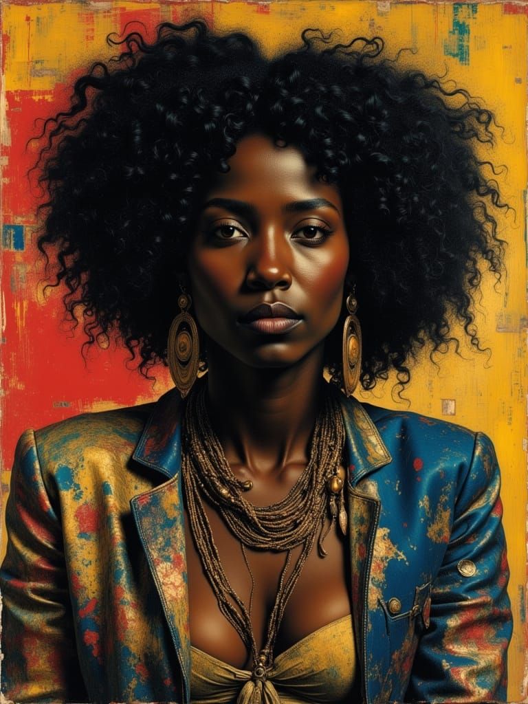 Kenyan Woman Portrait in Ornate Style