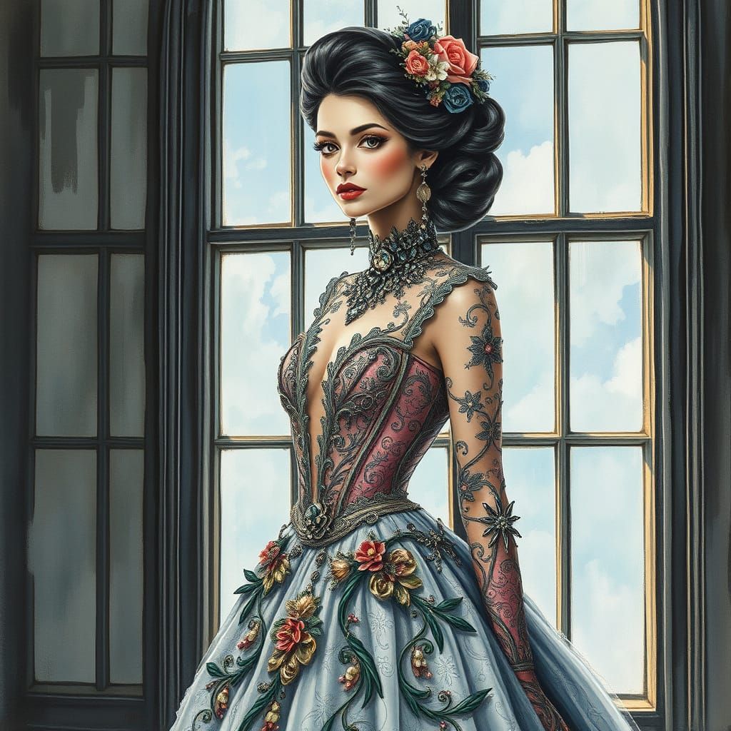 Impressionist Couture Piece with Detailed Window