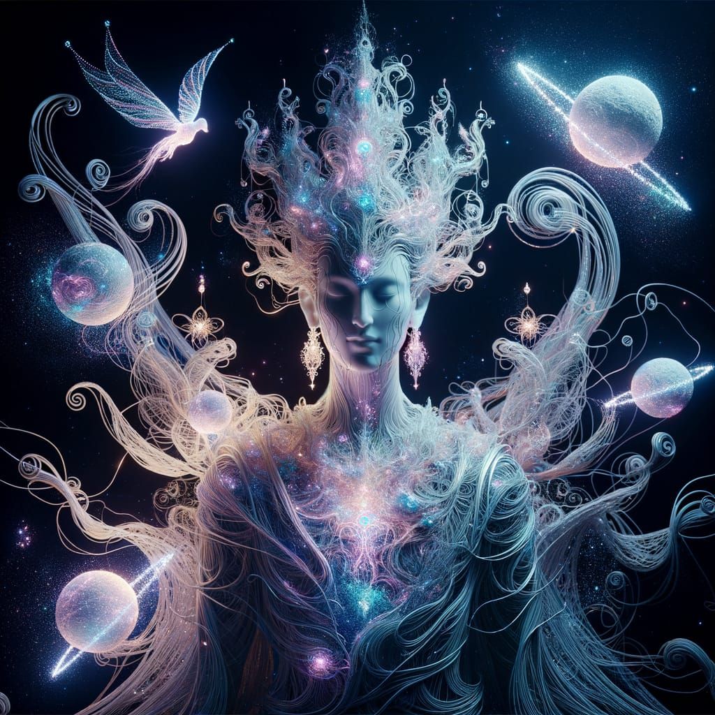 Ethereal Wired Celestial Deity in High Fantasy Style