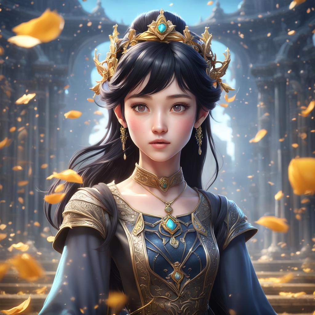 Anime Princess Portrait in 2.5D Digital Fantasy Style