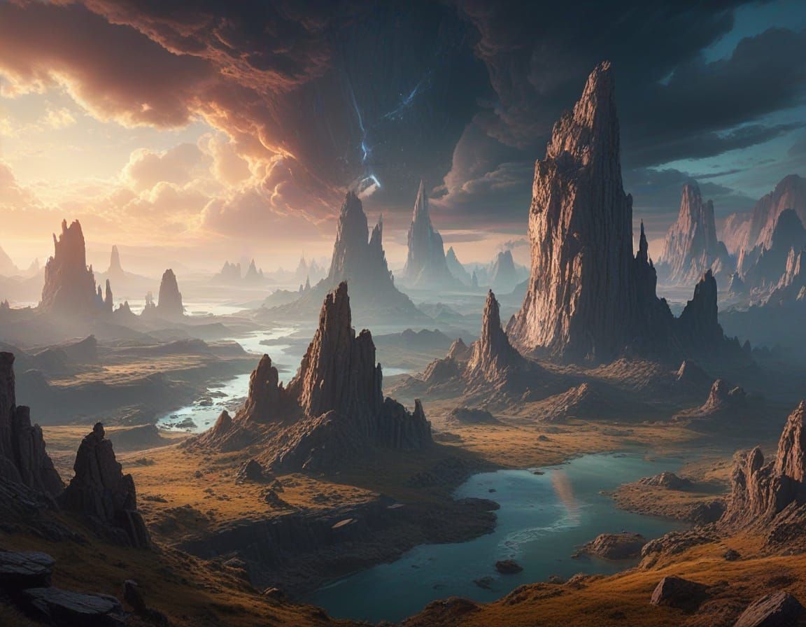 Surreal Alien Landscape Concept Art in Digital Matte Paintin...
