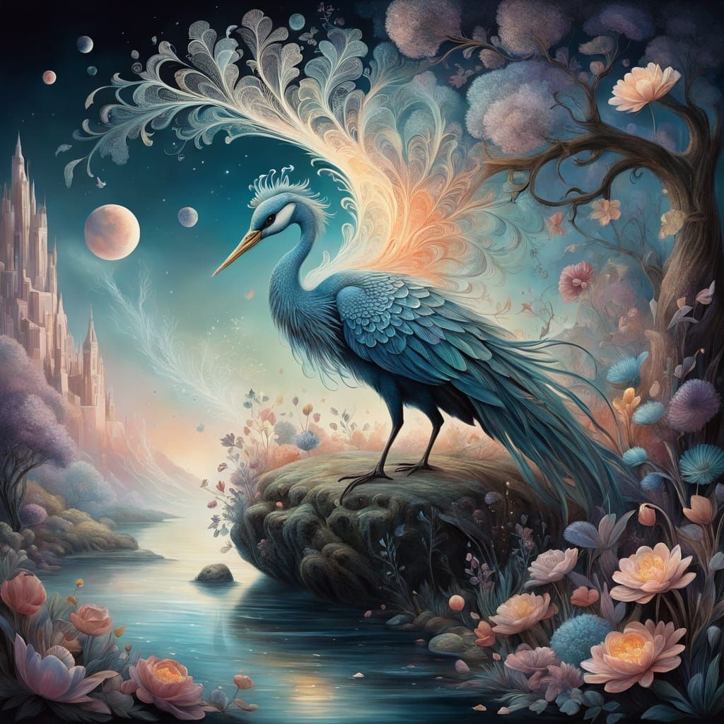 A vibrant and intricate piece of art created with soft, delicate pastel chalks.