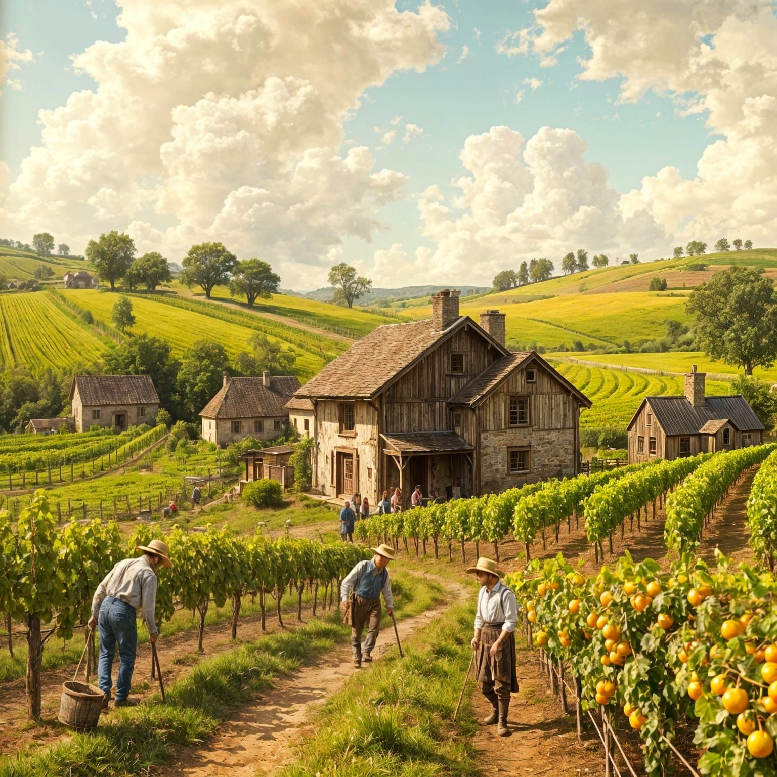 A Rustic 18th Century Vineyard Scene