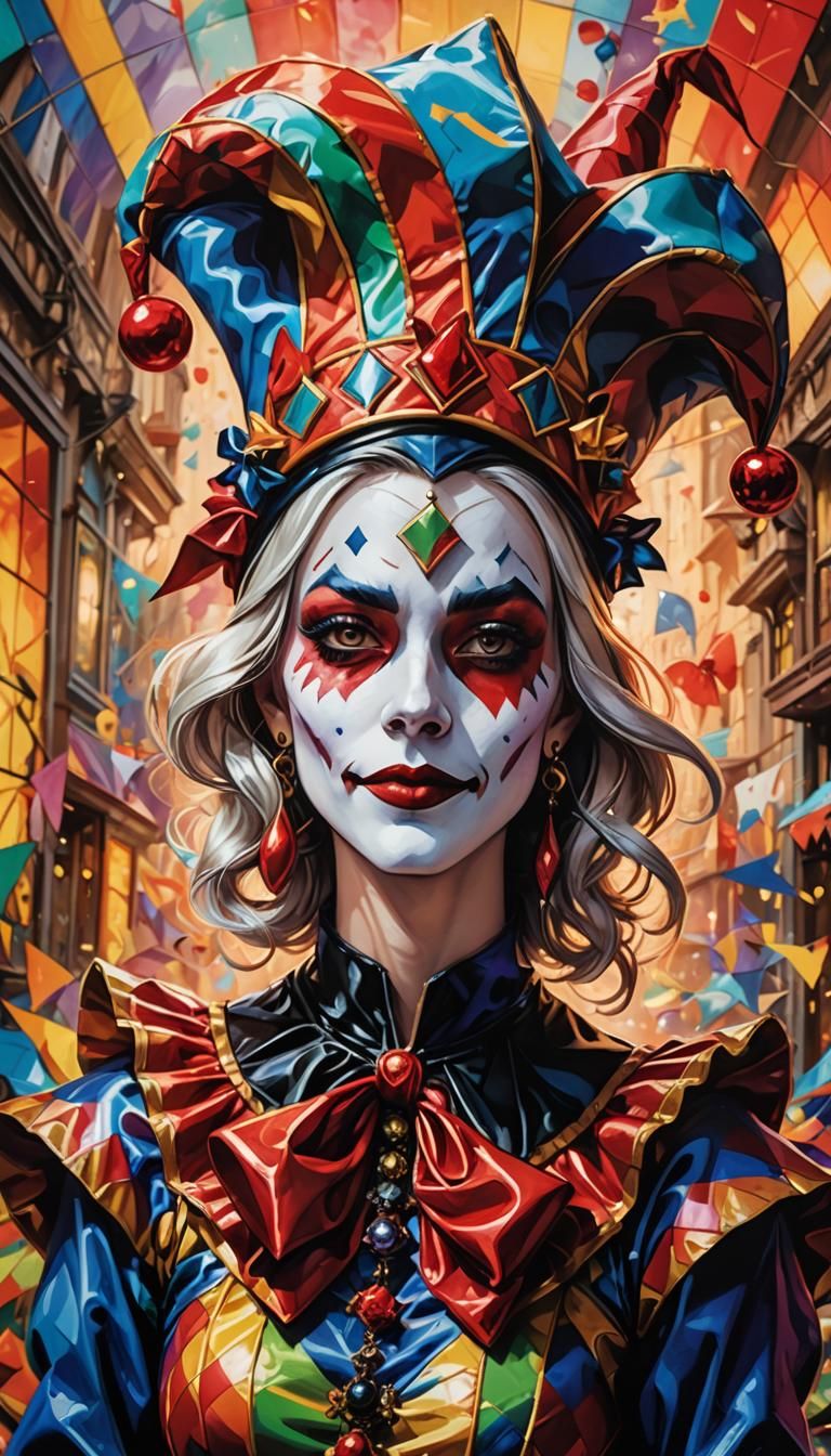 Jester Portrait in Comic Book Style