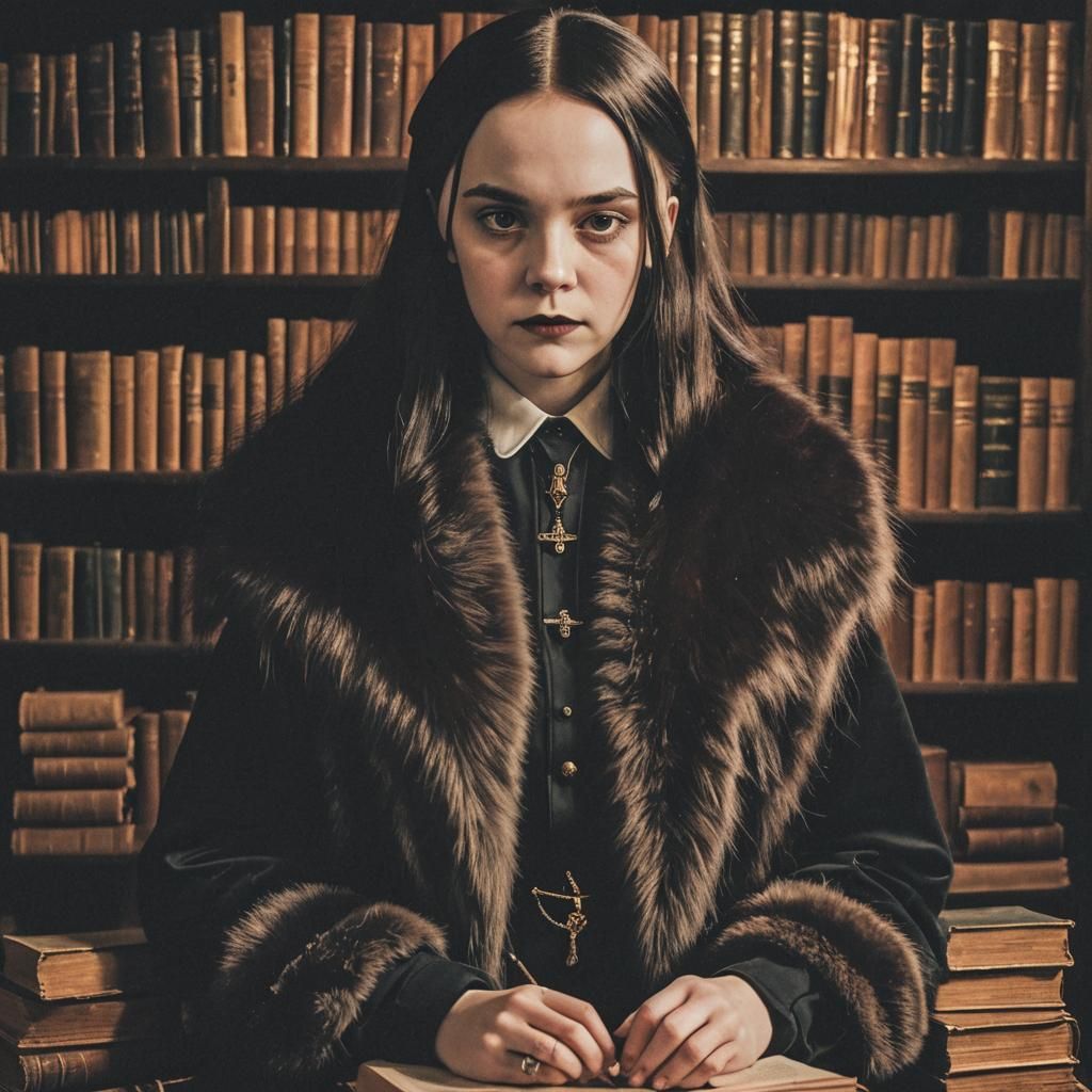 Wednesday Addams in Dark Academia Portrait