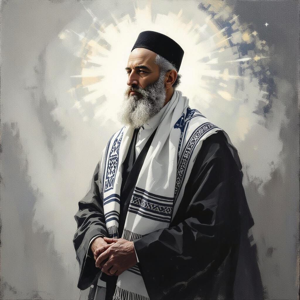 Devout Jewish Man Bathed in Ethereal Light