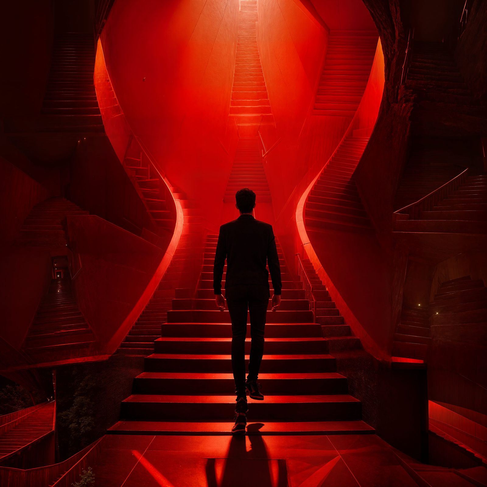 Illuminated First Step in Futuristic Style