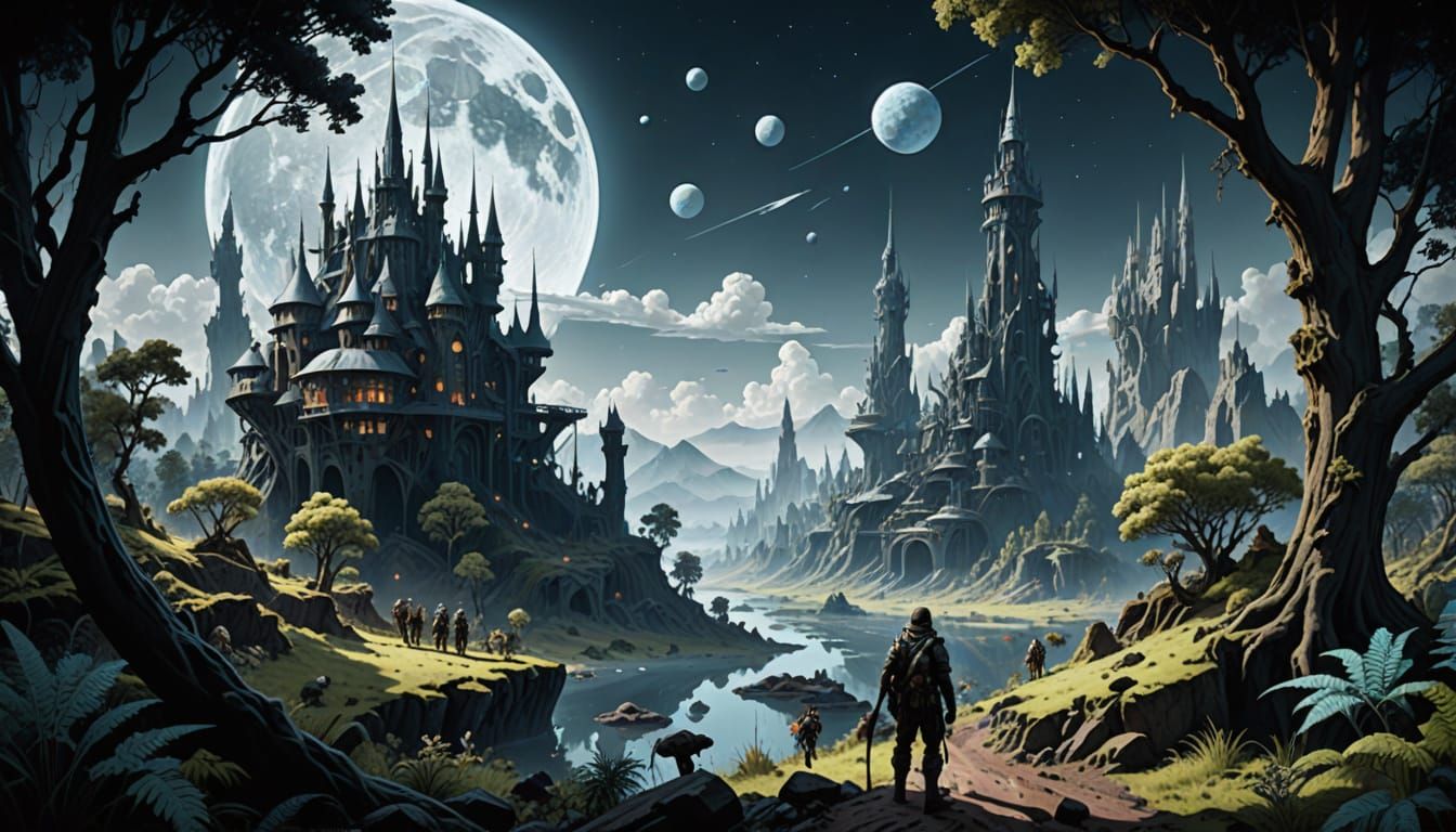 Mystical Flora on Alien Moon: Sci-Fi Surrealism