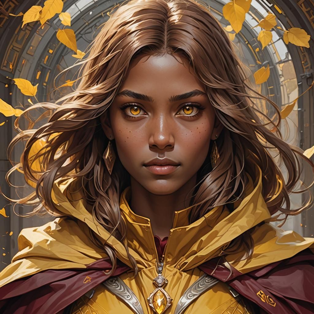 Woman with Yellow Eyes: Art Nouveau Portrait