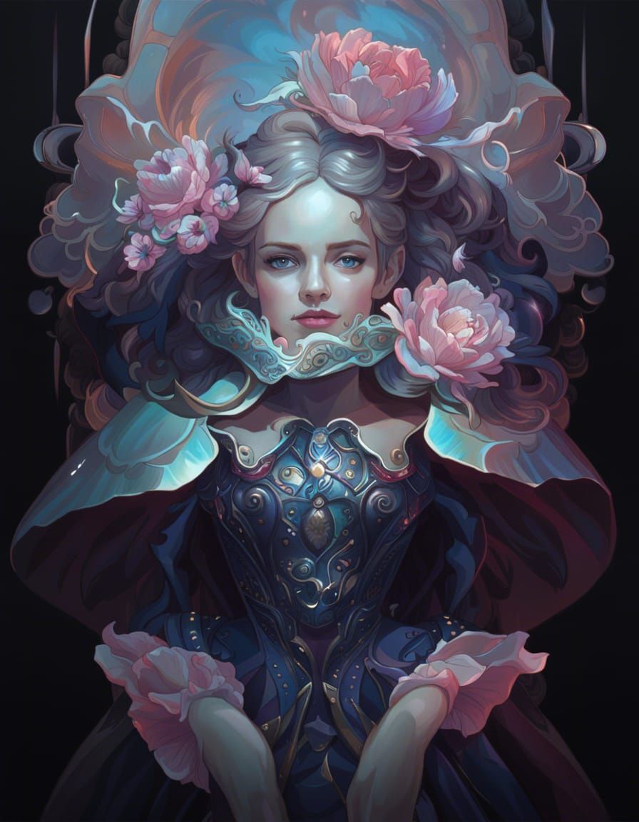 Stardust Girl Made of Flowers, Hyperdetailed Fantasy Art