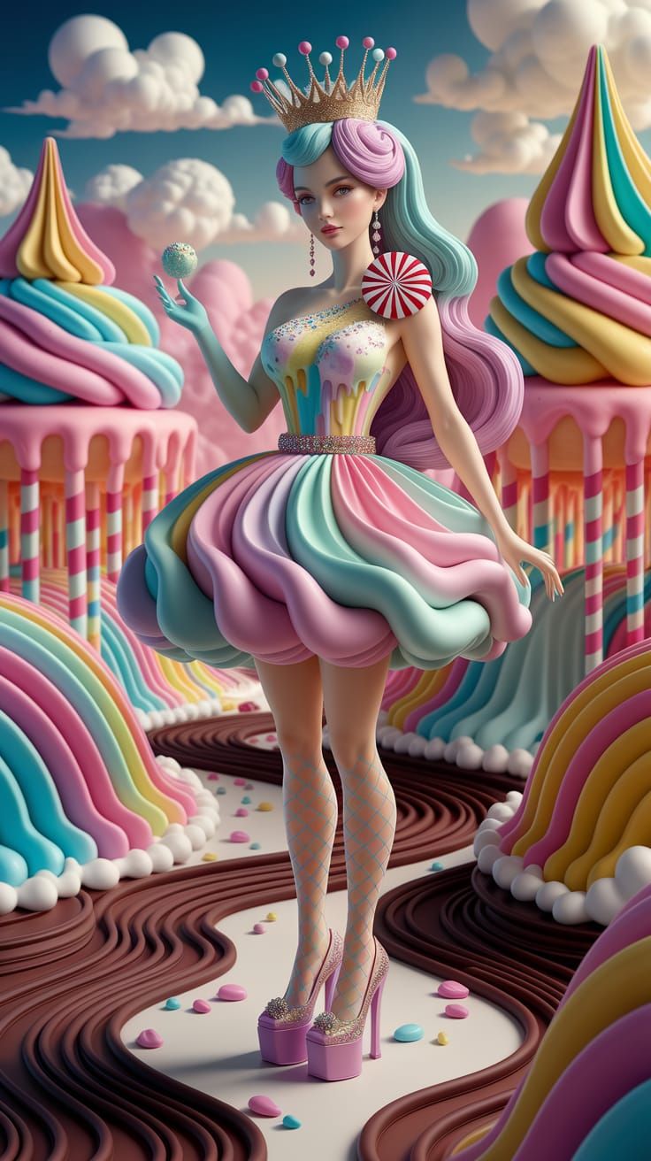 Kawaii Ice Cream Goddess in Candy Land