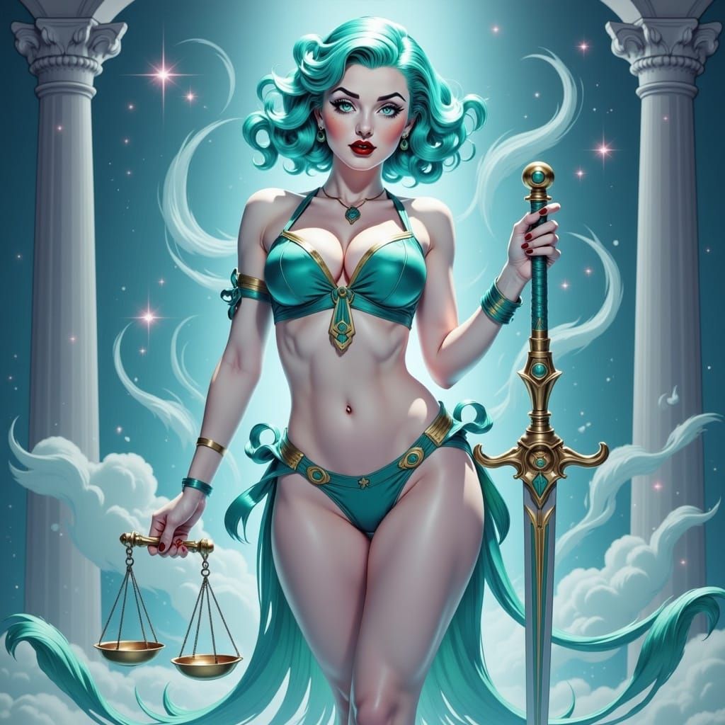 Libra Anime Goddess of Justice in Celestial Courtroom