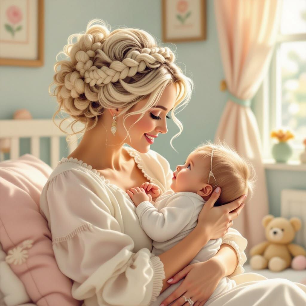 Mother and Child in Beatrix Potter Style