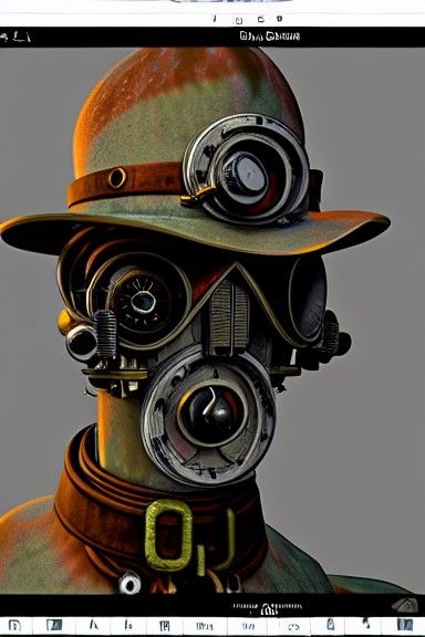 Steampunk Robot in Gothic Cartoon Style