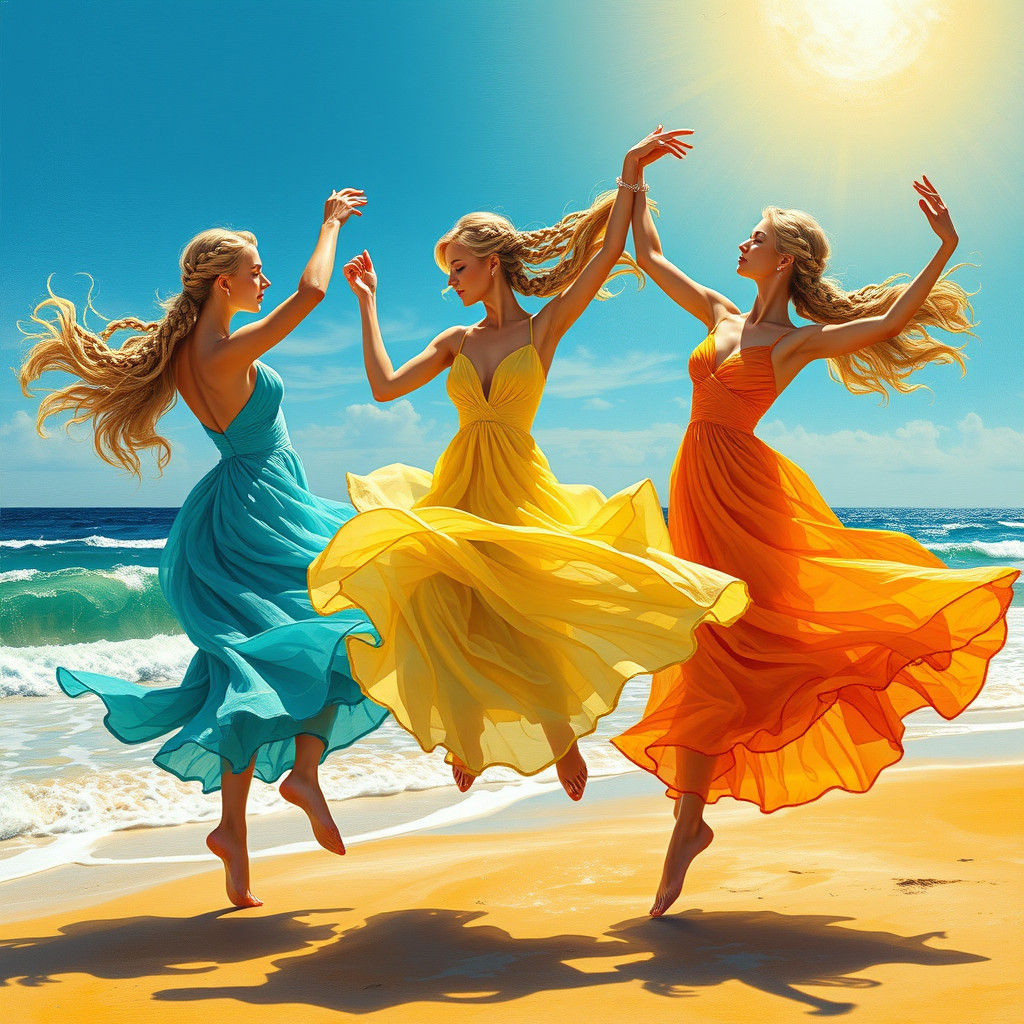 Elegant Dancers on a Golden Beach