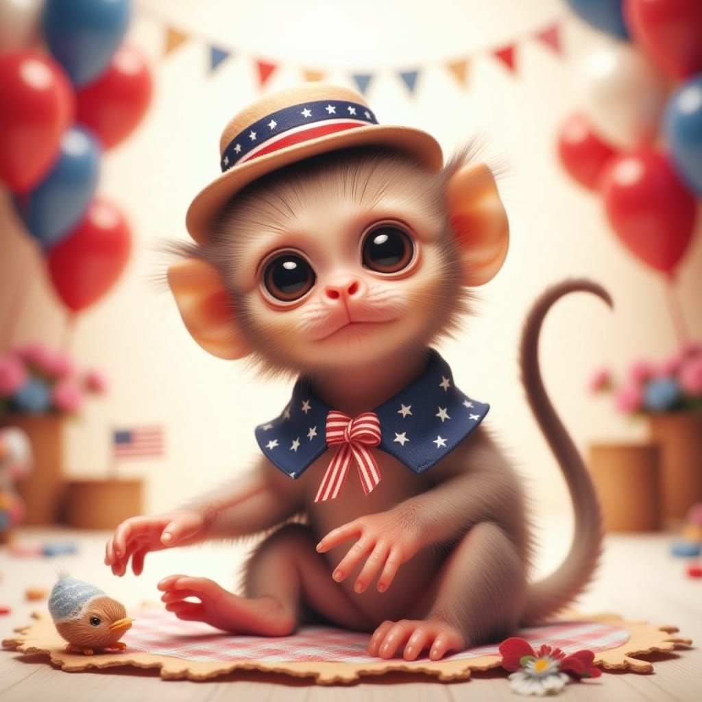 Patriotic Capuchin Monkey Celebrates Memorial Day