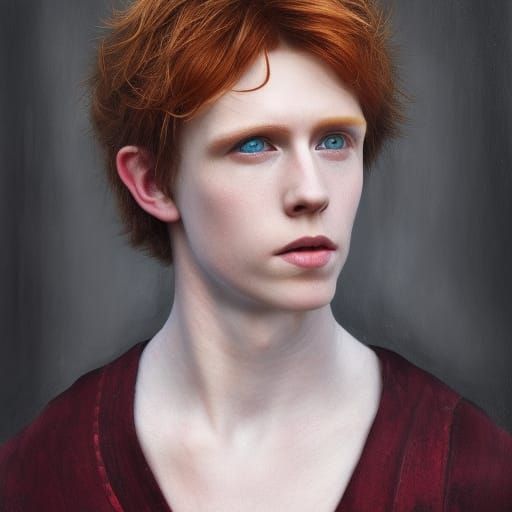 Ethereal Portrait of a Red-Haired Youth in Victorian Style