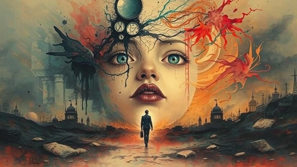 Dystopian Dreamscape: Surreal Political Void in Alcohol Ink