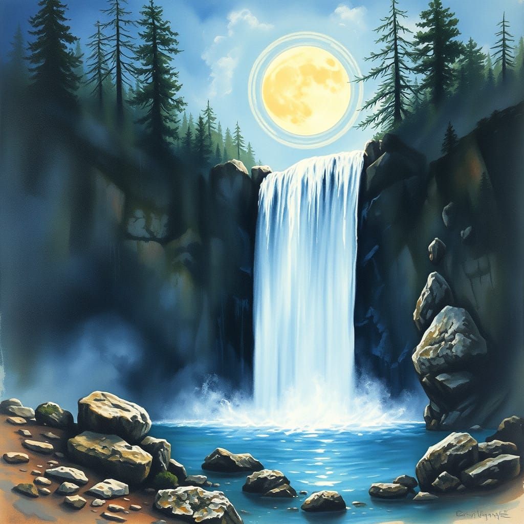 Moonlight Waterfall